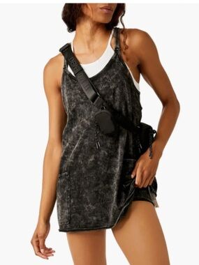 NWOT Free People Movement Hot Shot Mini Dress S Black Mineral Wash